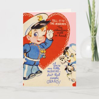 Retro US Military Valentine's Day Kids Card card
