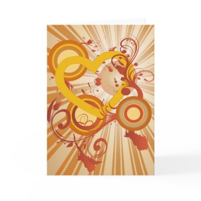 Retro Valentine Heart Grunge Greeting Card by Pixel_Bunneh