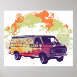 Retro van graphic design poster print