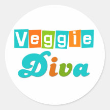 Retro Veggie Diva Round Sticker