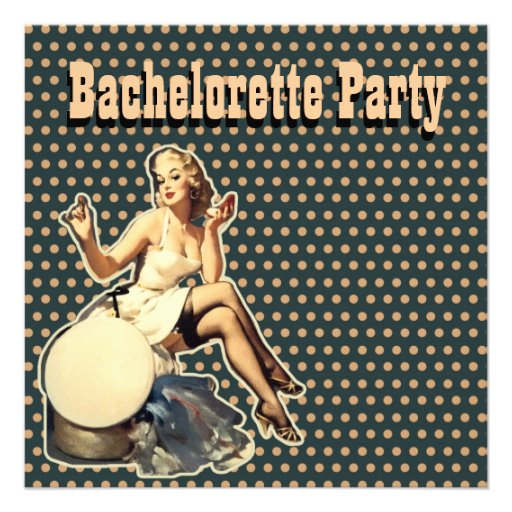 retro  vintage bachelorette party invitation