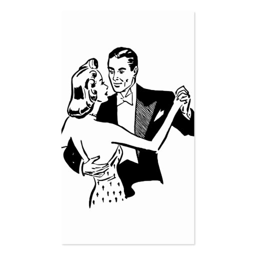 Retro Vintage Black & White Dancing Couple in Love Business Cards (back side)