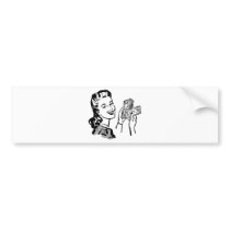 Retro Vintage Black & White Happy Money Woman Bumper Stickers