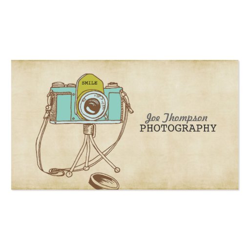 Retro Vintage Camera Photographer Business Cards (front side)