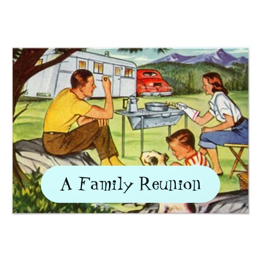 Retro Vintage Camper Family Reunion Invitations (front side)