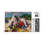 Retro Vintage Campfire Camping Postage Stamps