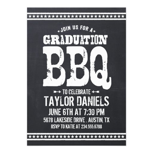 Retro Vintage Chalkboard Graduation Party BBQ Announcements (front side)