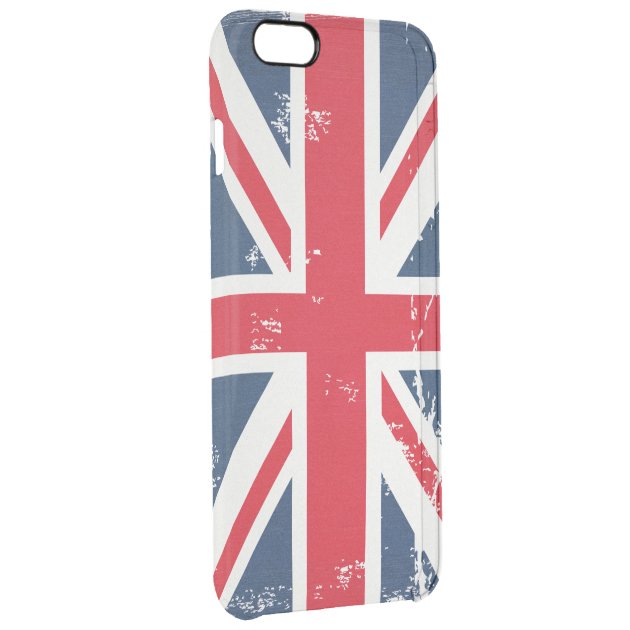 Retro Vintage Distressed Grunge UK Flag Union Jack Uncommon Clearlyâ„¢ Deflector iPhone 6 Plus Case-2
