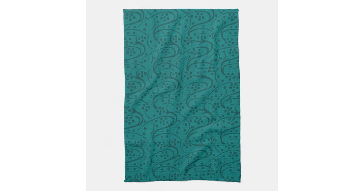 Retro Vintage Floral Dark Teal Kitchen Towels Zazzle