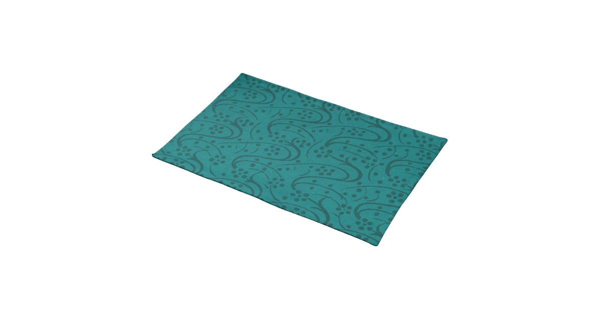 Retro Vintage Floral Dark Teal Placemats Zazzle