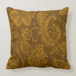Retro Vintage Floral Mustard Gold Throw Pillow