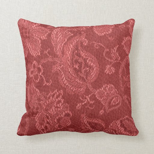Retro Vintage Floral Rust Red Throw Pillow Pillow Zazzle