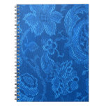 Retro Vintage Floral Sapphire Blue Notebook