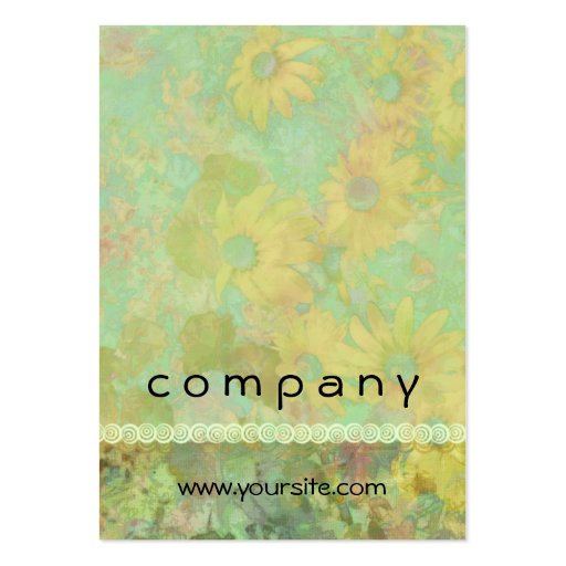 Retro Vintage Floral Yellow Green Business Card (front side)
