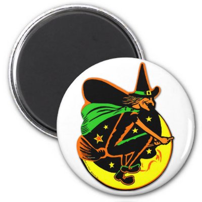 Retro Vintage Kitsch Halloween Wicked Witch Magnets