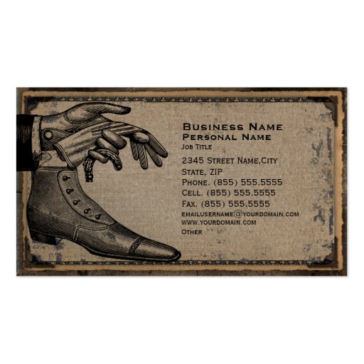 Retro Vintage Men's Fashion Shoes Business Card (front side)