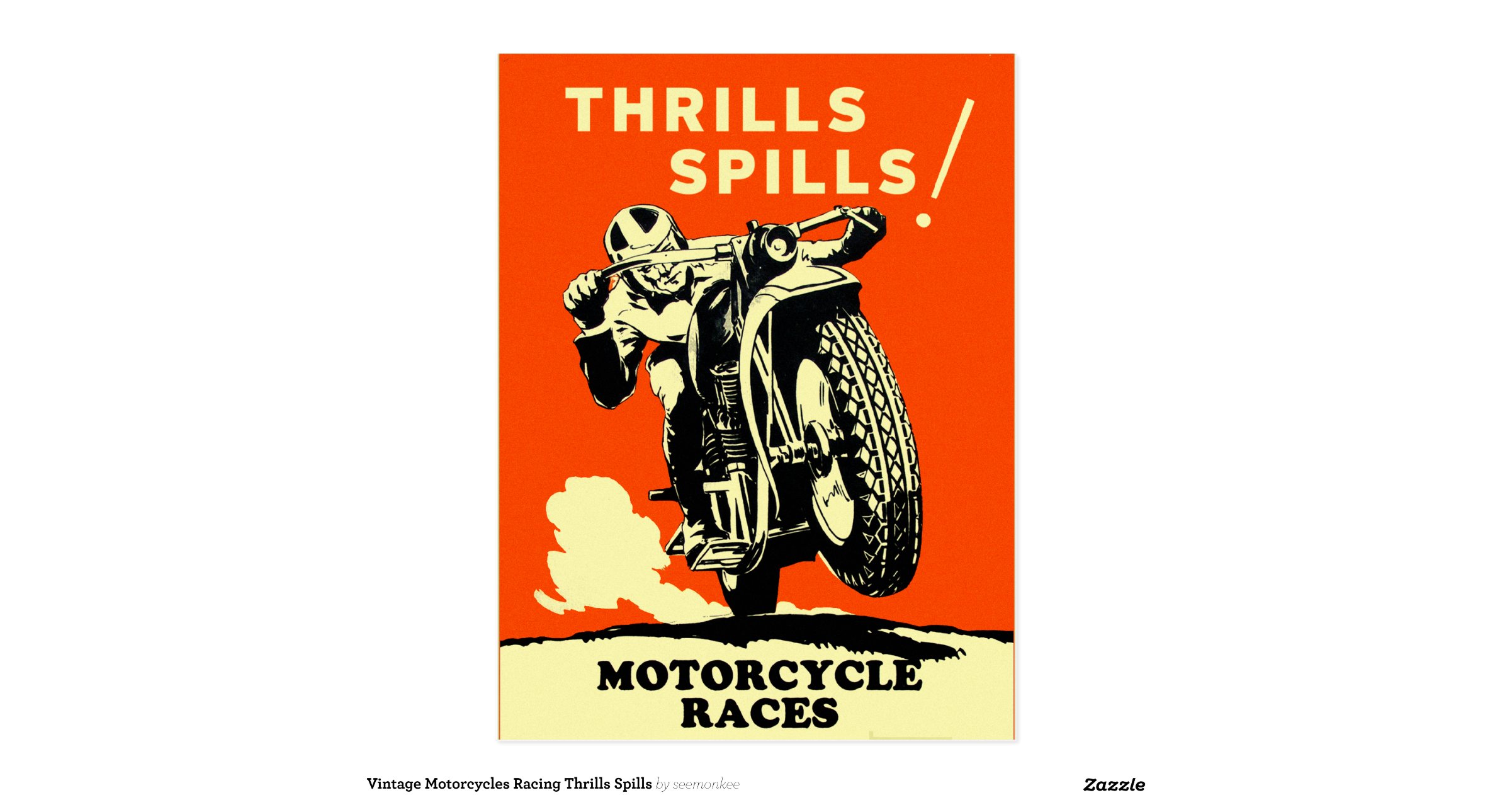 retro_vintage_motorcycles_races_thrills_spills_postcard 