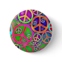 Retro Vintage Peace Heart Pinback Buttons
