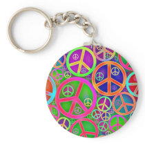 Retro Vintage Peace Heart Keychains