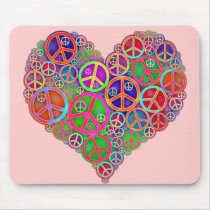 Retro Vintage Peace Heart Mousepads