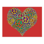 Retro Vintage Peace Heart Postcards