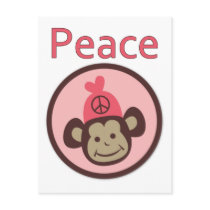 Retro Vintage Peace Monkey Tees, Gifts Post Cards