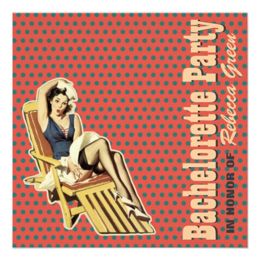 retro vintage pin up bachelorette party invitation