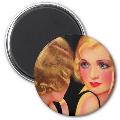 Retro Vintage Pin Up'Girl in Mirror' Fridge Magnet by curious goods