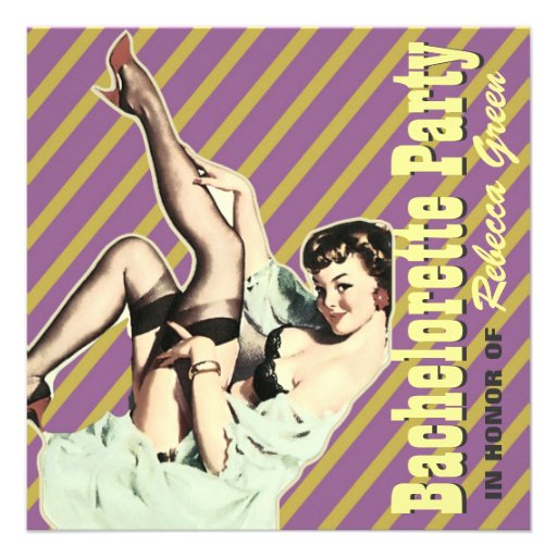 retro vintage pinup bachelorette party invitations