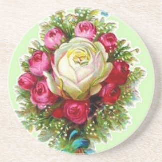 Retro Vintage Rose Bouquet Coaster
