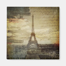 retro vintage scripts paris Effiel Tower fashion Refrigerator Magnet