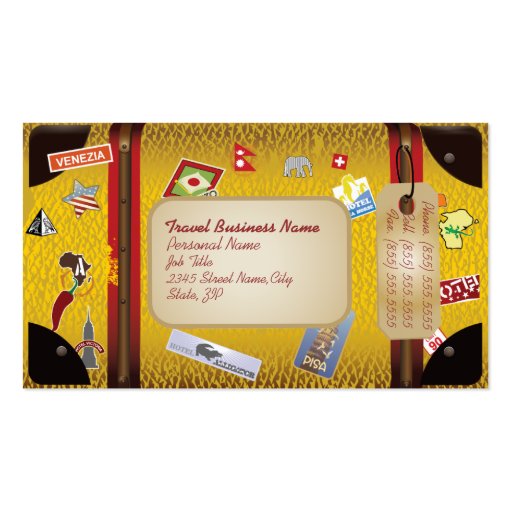 Retro Vintage Siutcase Travel Agency Business Card (front side)
