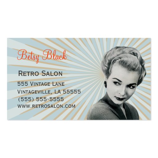 Retro Vintage Sunburst Hair Stylist Business Card (front side)