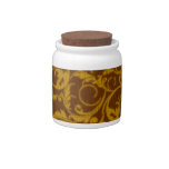 Retro Vintage Swirls Mustard Brown Candy Jar