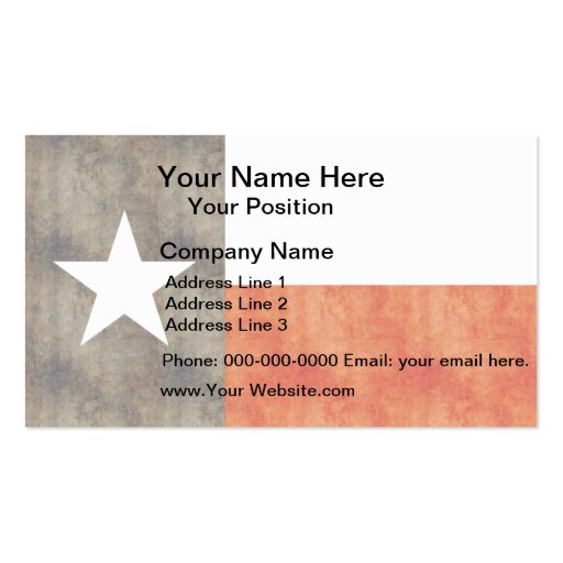 Retro Vintage Texas Flag Business Cards (front side)