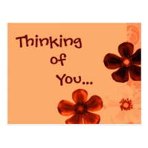 Retro Vintage Thinking of You Orange Postcard