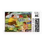 Retro Vintage TravelTrailer Camp Postage Stamps