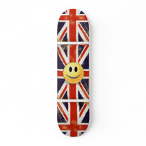 Retro Vintage Union Jack Smiley Face Skateboard