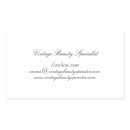 Retro Vintage Victorian Calling Card Business Card (back side)