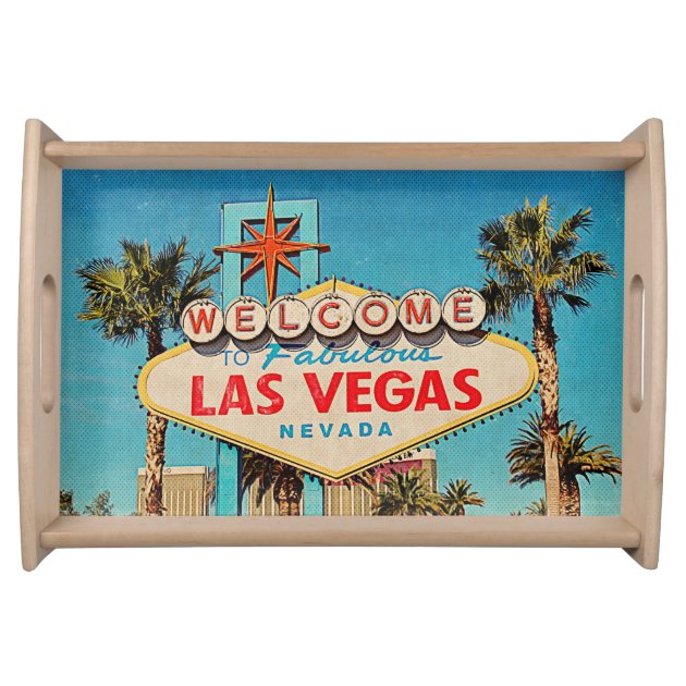 Retro Vintage Welcome to Fabulous Las Vegas Photo Service Tray