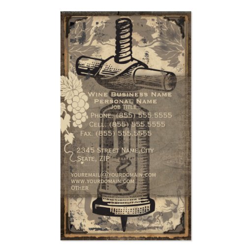 Retro Vintage Wine Business Business Card (front side)