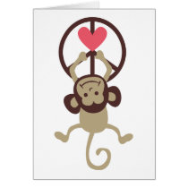 Retro Vinttage Hanging Peace Monkey - Blue or Pink Cards