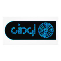 Retro Vinyl Logo - Black & Blue Photo Cards