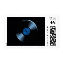 Retro Vinyl Record Album in Blue Stamps