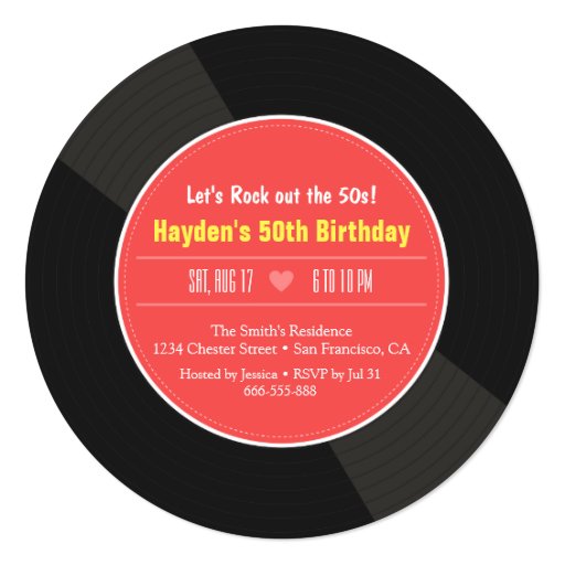 Retro Vinyl Record Birthday Party Invitations | Zazzle