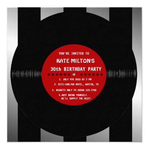 Retro Vinyl Record l Modern Birthday Party Invites