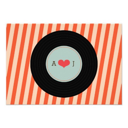 Retro Vinyl Record Sky Blue Wedding Accommodations Invites