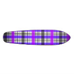 Retro violet purple and white plaid skateboard deck