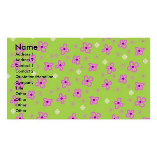 Retro Wallpaper Lime Green & Pink Business Cards (front side)