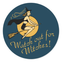 Retro Watch out for Witches stickers by opheliasart Retro Watch out for Witches stickers